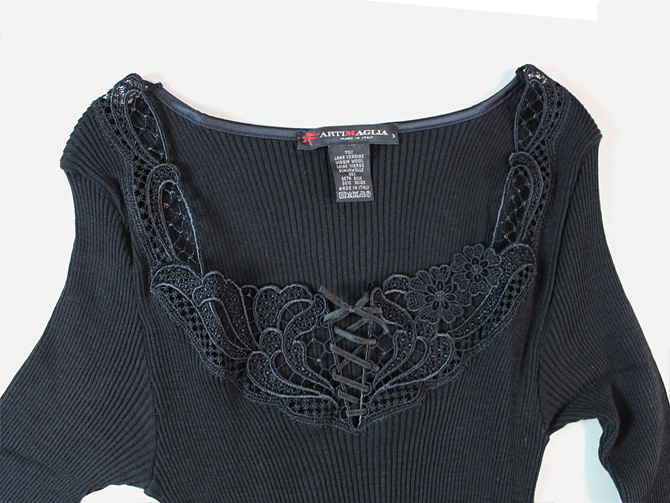 【ARTIMAGLIA】【アートマリア】31404　シルクＸウール レースアップ長袖トップ