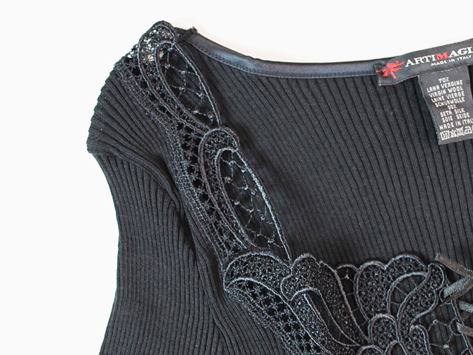 【ARTIMAGLIA】【アートマリア】31404　シルクＸウール レースアップ長袖トップ