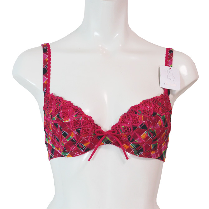 【Aubade】【オーバドゥ】《Bahia》5018　ダブルパテッドブラ　Madras