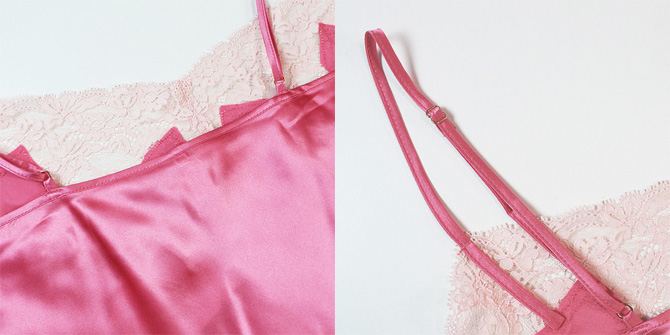 【Aubade】【オーバドゥ】《Crepuscule Satine》VI40　シルクスリップ　Pink Fizz