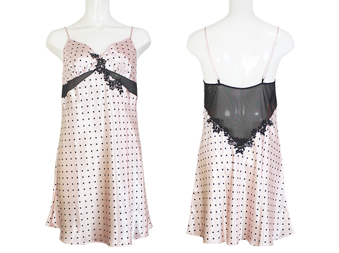 【COEMI】【コエミ】141574　《LOVELY FINESSE》ドット柄スリップ　Pink/Black