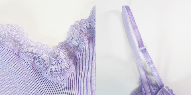 【Oscalito】オスカリート 3160 レース付きコットンリブ　キャミソール　Perwinkle　（ブルー）