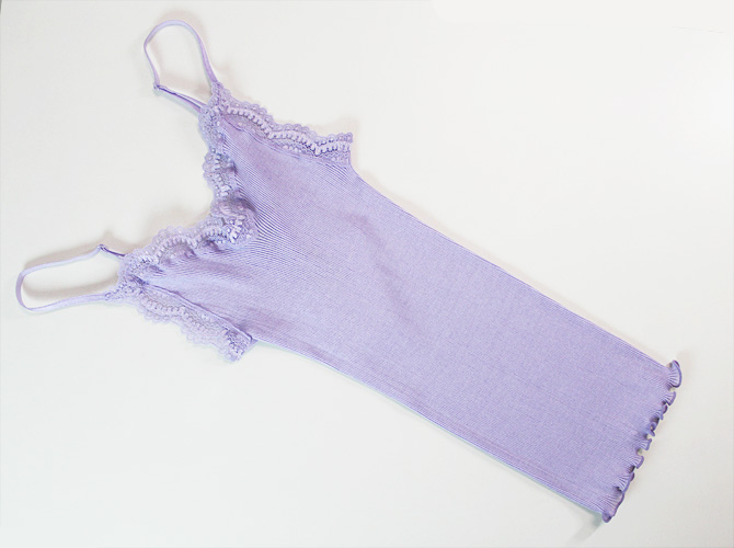 【Oscalito】オスカリート 3160 レース付きコットンリブ　キャミソール　Lilac）