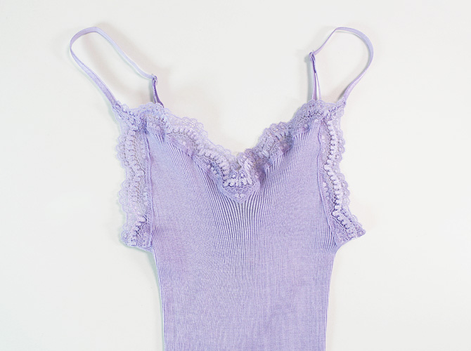 【Oscalito】オスカリート 3160 レース付きコットンリブ　キャミソール　Lilac