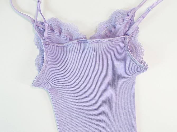 【Oscalito】オスカリート 3160 レース付きコットンリブ　キャミソール　Lilac